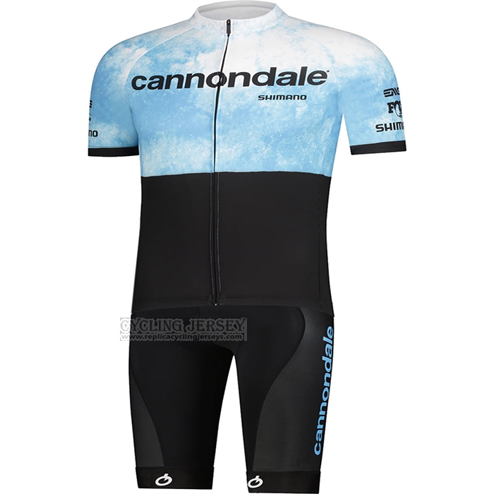 2021 Cycling Jersey Cannondale Light Bluee Black Short Sleeve and Bib Short